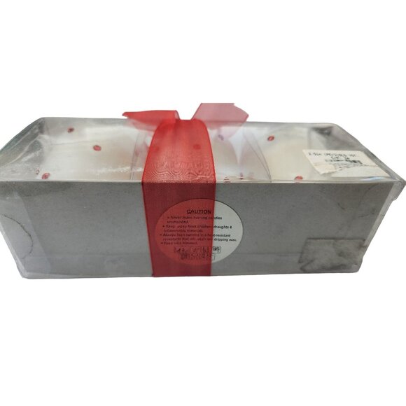 Candles White Red Rhinestones Votive  2 1/2 " Tall 2" Top Gift Box Set of 3 Spar - Picture 4 of 15